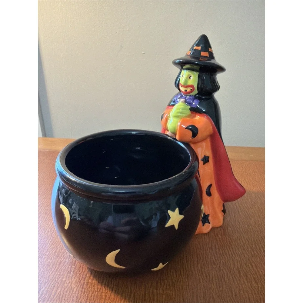 Vintage Mary Engelbreit Halloween Witch Candy Bowl 6